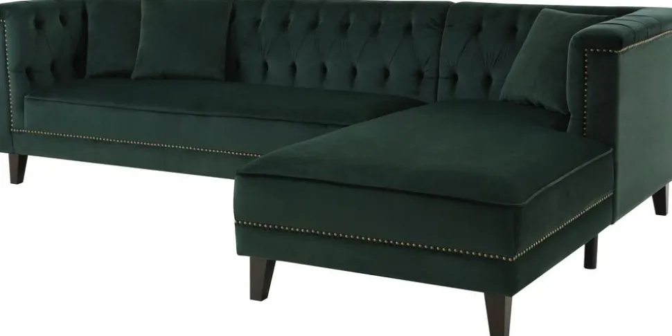 Soffa med divan grön sammet - Bellas + Fläckborttagare för möbler