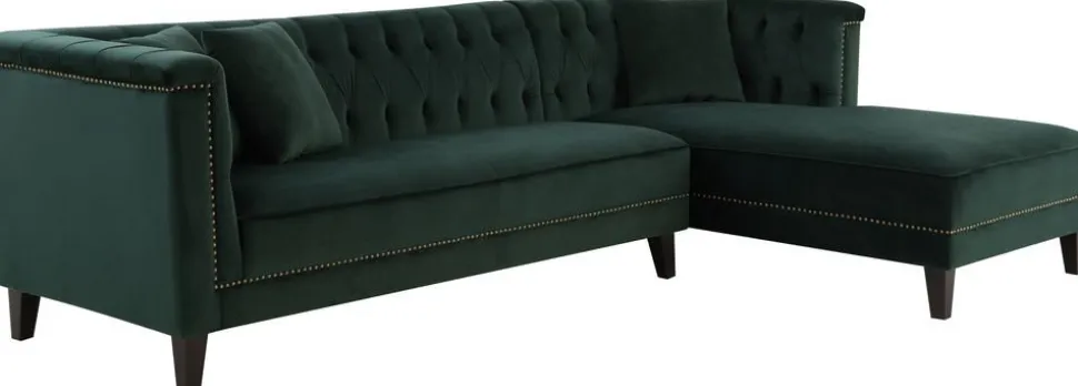 Soffa med divan grön sammet - Bellas + Fläckborttagare för möbler