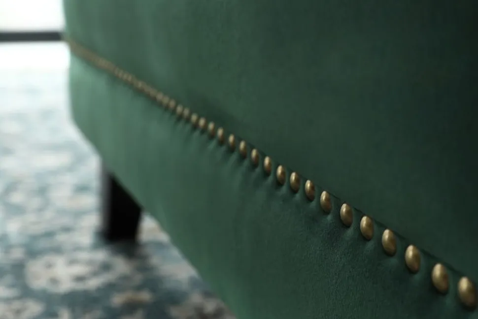 Soffa med divan grön sammet - Bellas + Fläckborttagare för möbler
