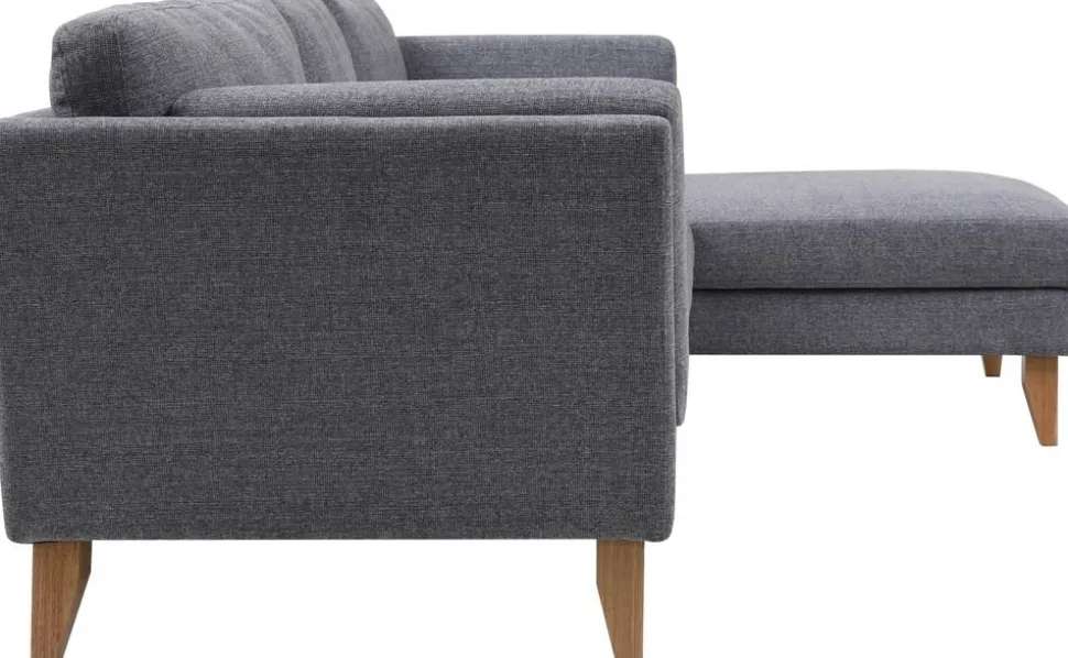 Soffa med divan grått tyg - 260 cm bred + Textilrengöring för möbler