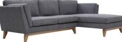 Soffa med divan grått tyg - 260 cm bred + Textilrengöring för möbler