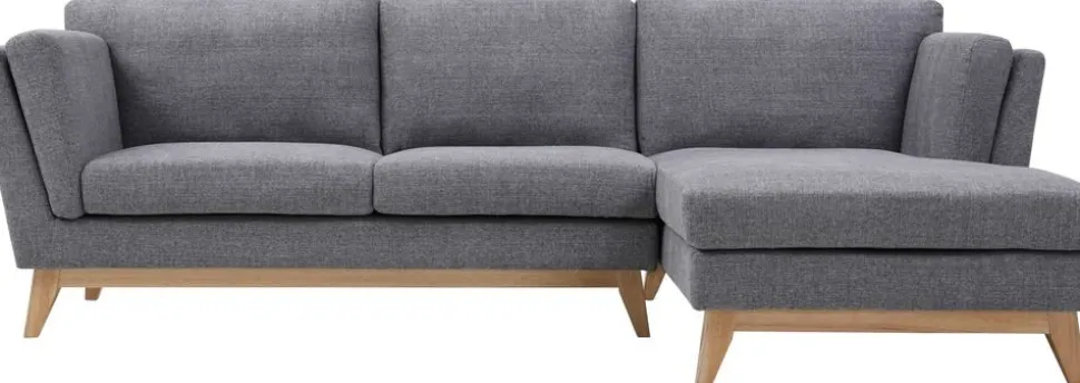 Soffa med divan grått tyg - 260 cm bred + Fläckborttagare för möbler