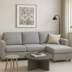 Soffa med förvaring grå 214 cm bred