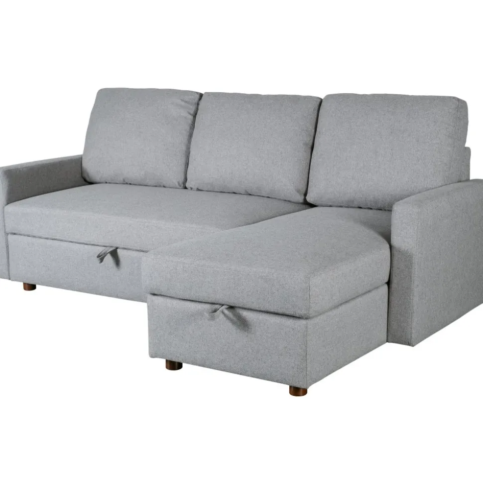 Soffa med förvaring grå 214 cm bred