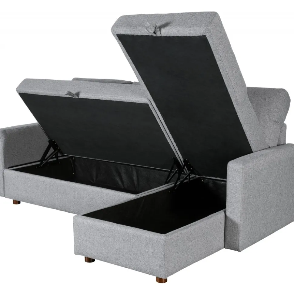 Soffa med förvaring grå 214 cm bred