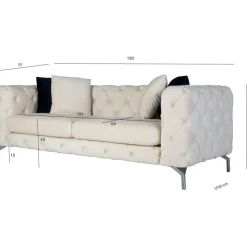 Soffa med knappar beige sammet 200 cm + Fläckborttagare för möbler