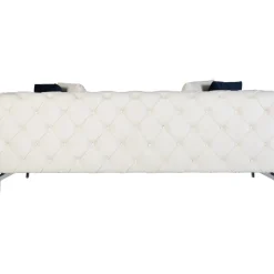 Soffa med knappar beige sammet 200 cm