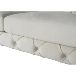Soffa med knappar beige sammet 200 cm