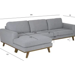 Soffa med vändbar divan grå 283 cm