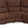 Soffa recliner - 5-sits el-styrning - Brunt microfibertyg