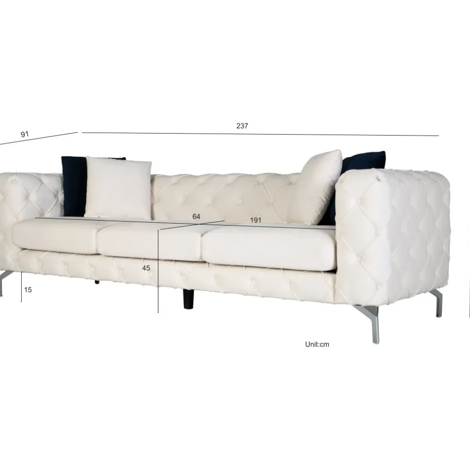Soffa 3-sits - 237 cm + Textilrengöring för möbler