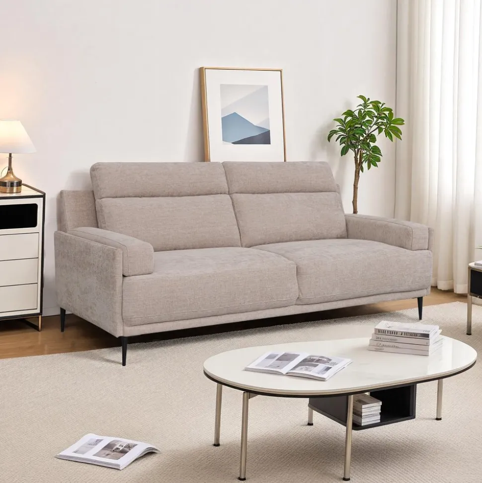 Soffa 3-sits beige 208 cm - Amsterdam + Textilrengöring för möbler