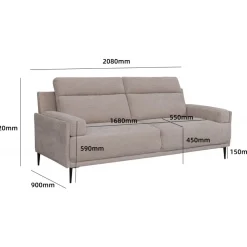 Soffa 3-sits beige 208 cm - Amsterdam + Textilrengöring för möbler