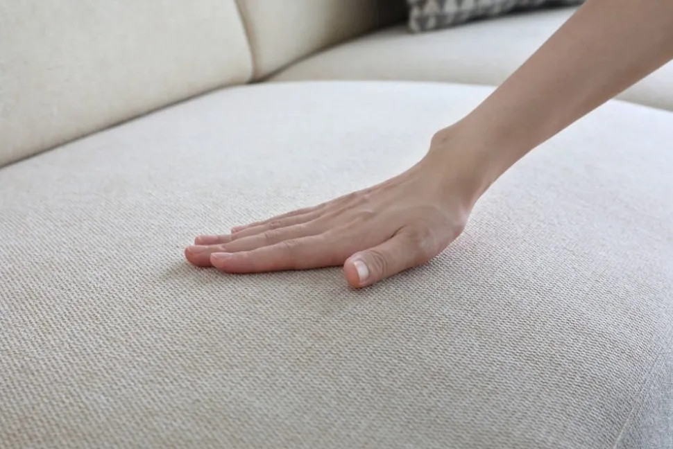 Soffa 3-sits beige modern - Hanna + Textilrengöring för möbler