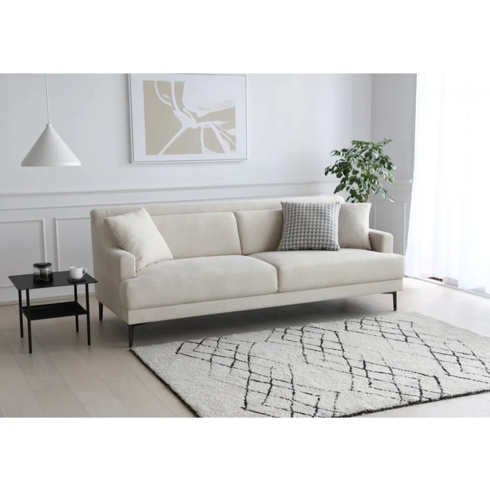 Soffa 3-sits beige modern - Hanna + Textilrengöring för möbler