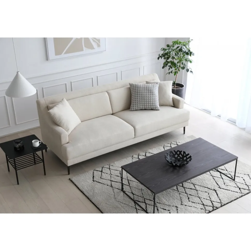 Soffa 3-sits beige modern - Hanna + Fläckborttagare för möbler