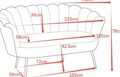 Soffa 2-sits brun sammet med kromade ben