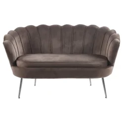 Soffa 2-sits brun sammet med kromade ben + Möbeltassar