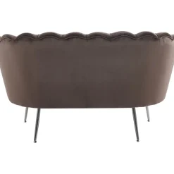 Soffa 2-sits brun sammet med kromade ben + Möbeltassar