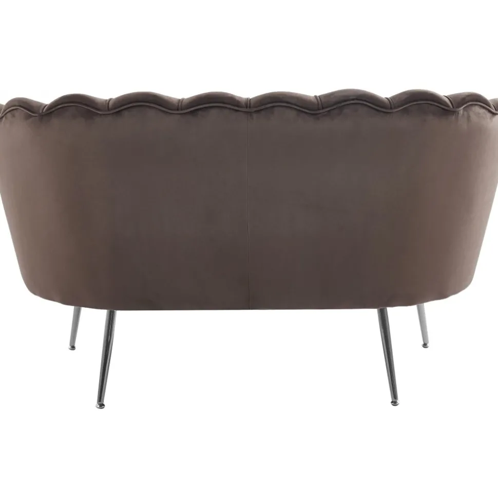Soffa 2-sits brun sammet med kromade ben + Fläckborttagare för möbler