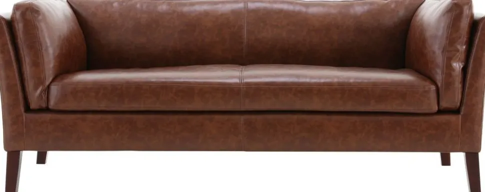 Soffa 3-sits brun vintage PU 198 cm - Heritage + Fläckborttagare för möbler