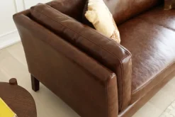 Soffa 3-sits brun vintage PU 198 cm - Heritage + Textilrengöring för möbler