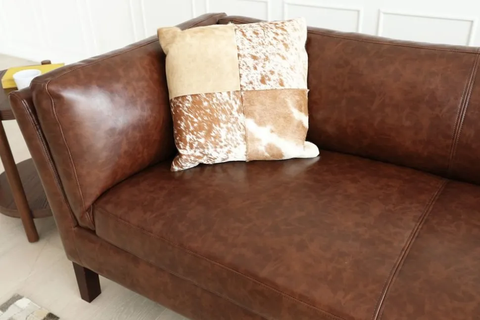 Soffa 3-sits brun vintage PU 198 cm - Heritage + Textilrengöring för möbler