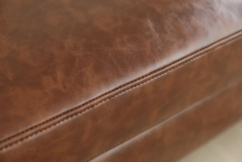 Soffa 3-sits brun vintage PU 198 cm - Heritage + Textilrengöring för möbler