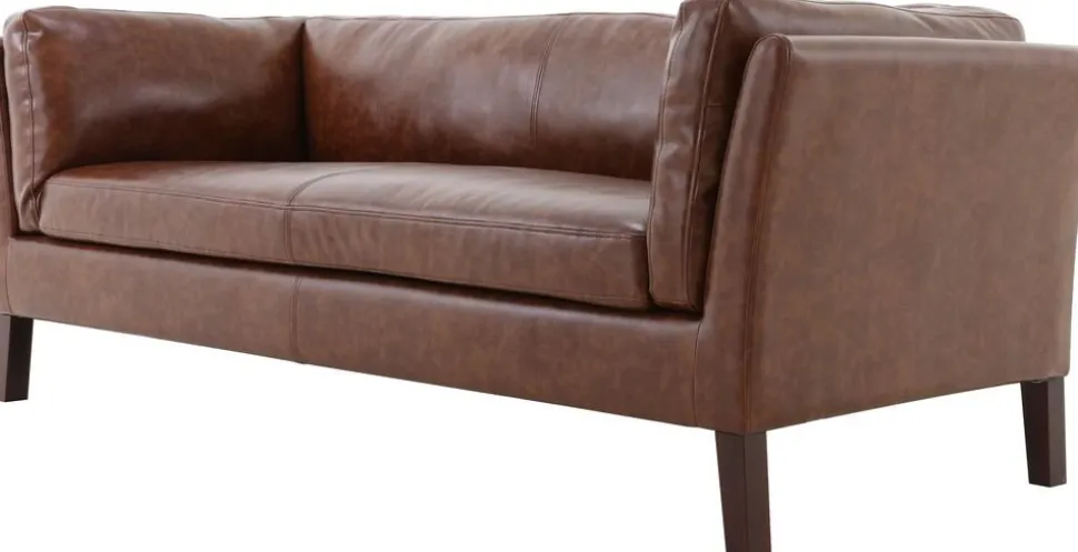 Soffa 3-sits brun vintage PU 198 cm - Heritage