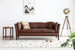 Soffa 3-sits brun vintage PU 198 cm - Heritage