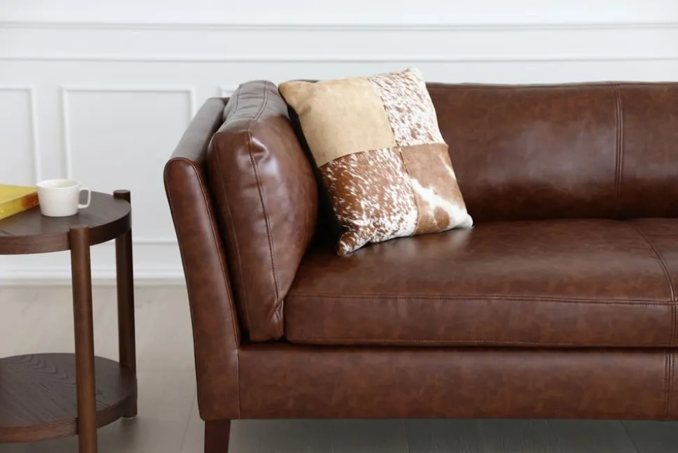 Soffa 3-sits brun vintage PU 198 cm - Heritage