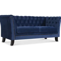 Soffa 3-sits Chesterfield Blå - Milton + Textilrengöring för möbler