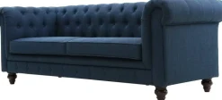 Soffa 3-sits chesterfieldsoffa blå - Herron + Textilrengöring för möbler