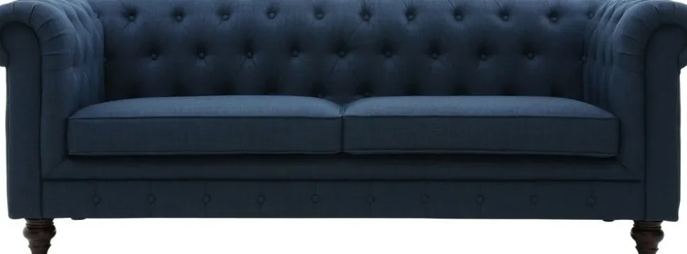 Soffa 3-sits chesterfieldsoffa blå - Herron + Fläckborttagare för möbler