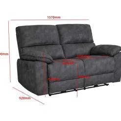 Soffa 2-sits elektrisk ställbar recliner - Grå + Möbeltassar