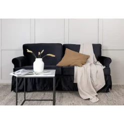 Soffa 2-sits med kjol - Svart sammet - 191 cm bred