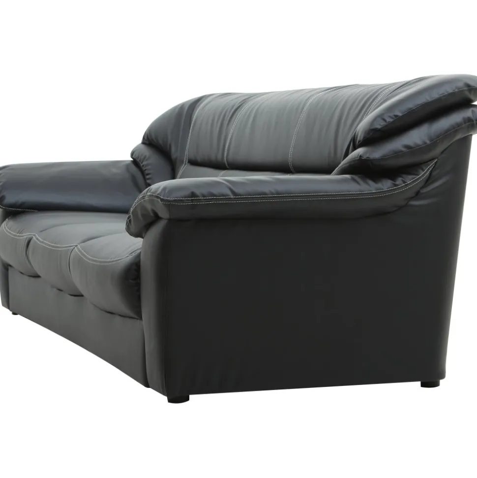 Soffa 3-sits svart konstläder - Dominic + Textilrengöring för möbler