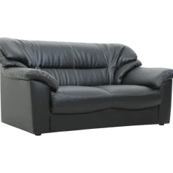 Soffa 2-sits svart konstläder - Dominic + Fläckborttagare för möbler