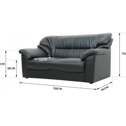 Soffa 2-sits svart konstläder - Dominic + Fläckborttagare för möbler