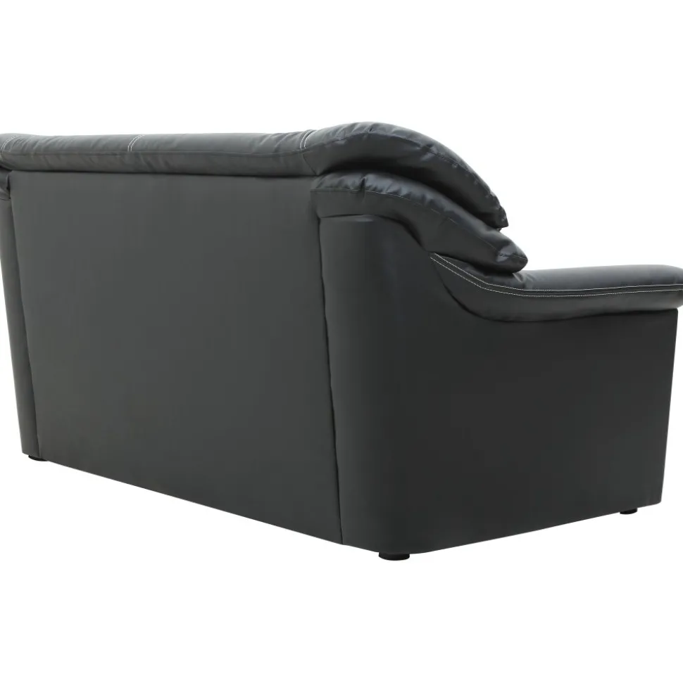 Soffa 2-sits svart konstläder - Dominic + Fläckborttagare för möbler