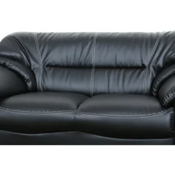 Soffa 2-sits svart konstläder - Dominic + Fläckborttagare för möbler