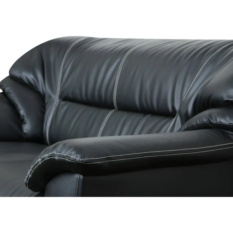 Soffa 2-sits svart konstläder - Dominic + Fläckborttagare för möbler