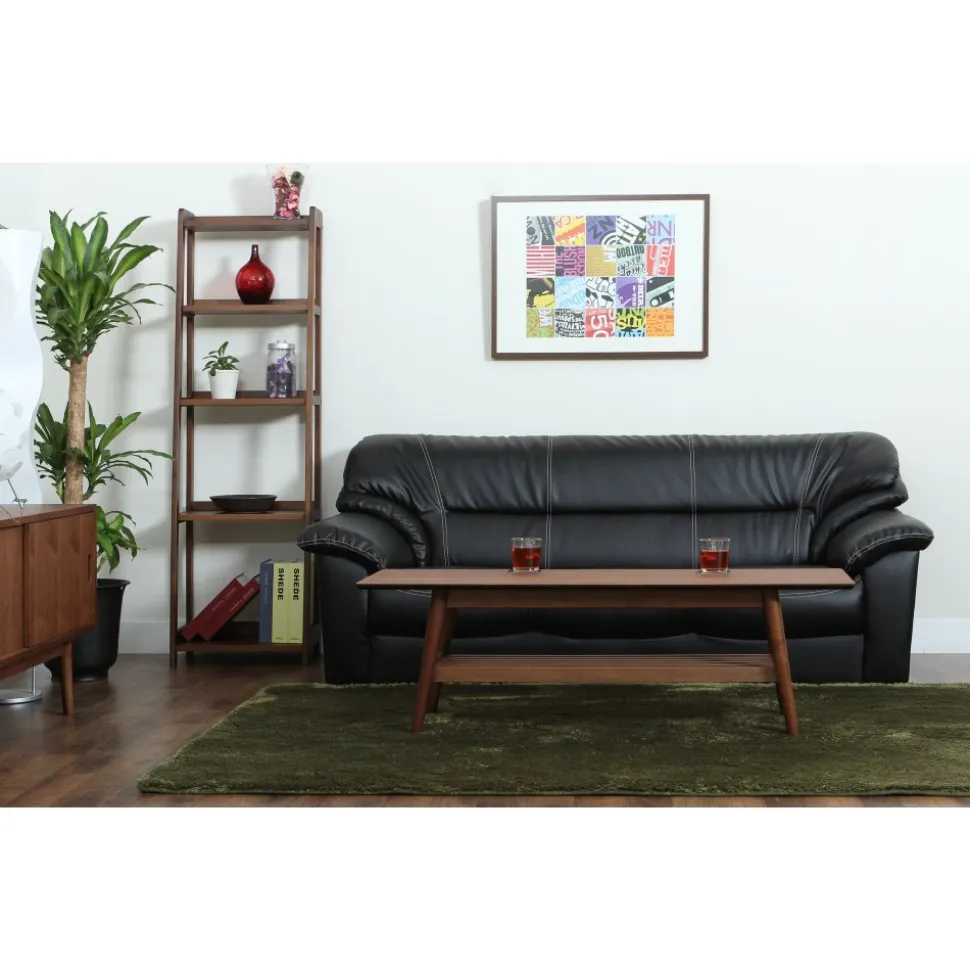 Soffa 3-sits svart konstläder - Dominic