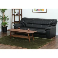 Soffa 3-sits svart konstläder - Dominic