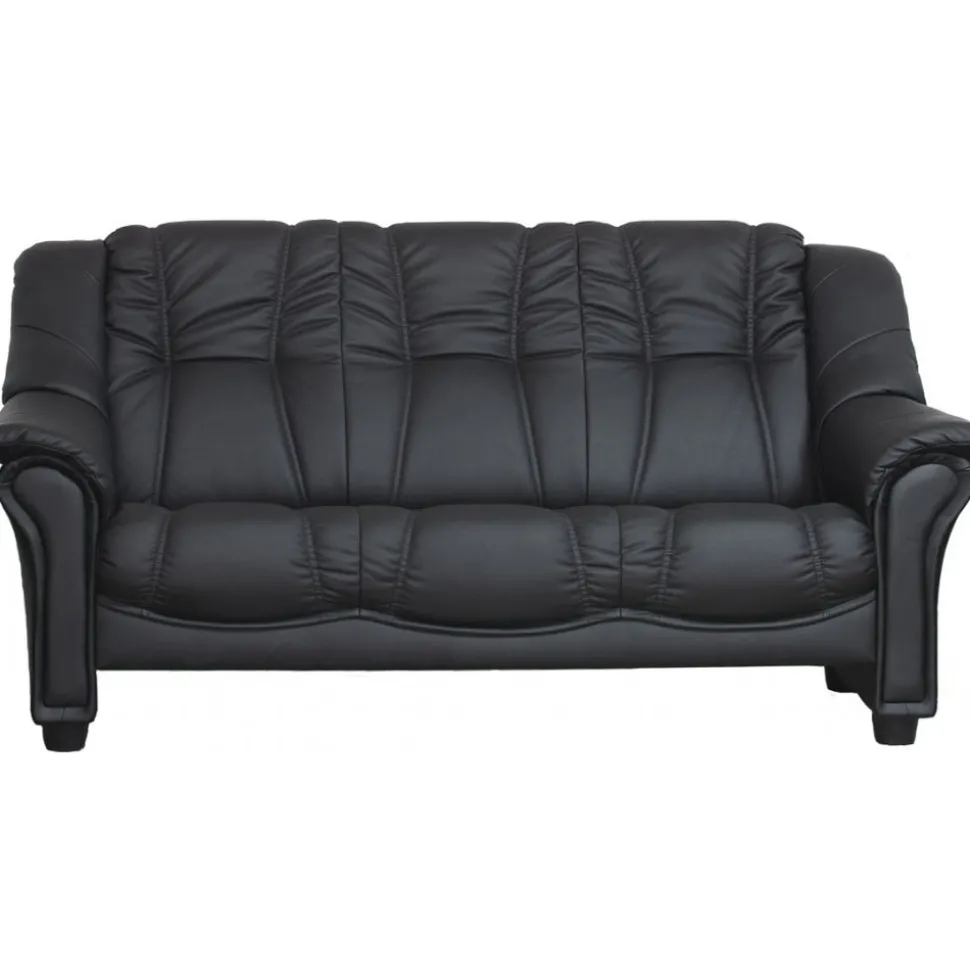 Soffa 3-sits svart PU - Rom