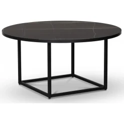Soffbord Ø90 cm - Svart marmor (Exklusive laminat) + Möbeltassar