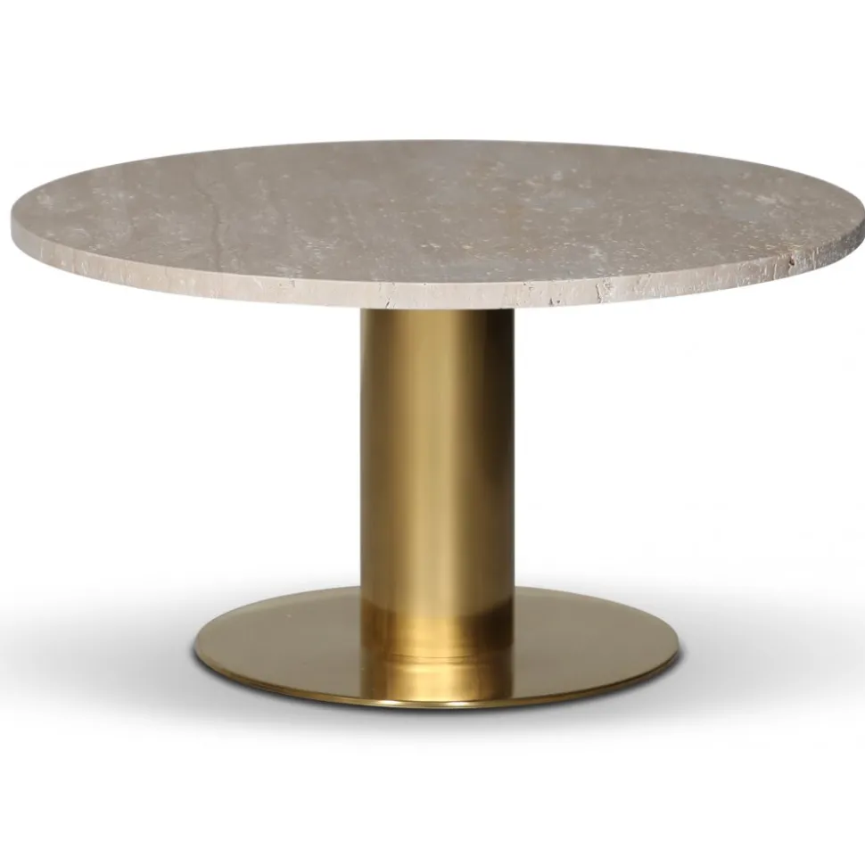 soffbord Ø85 runt travertin kalksten