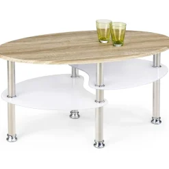 Soffbord 90 x 50 cm Vit/ek - Adiba + Möbeltassar