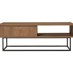 Soffbord Dale med låda i valnöt / Svart - 120x60 cm