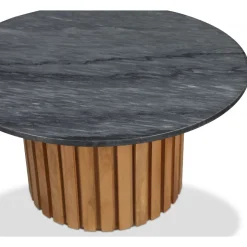 Soffbord i marmor Ø85 - Ek / Grå marmor